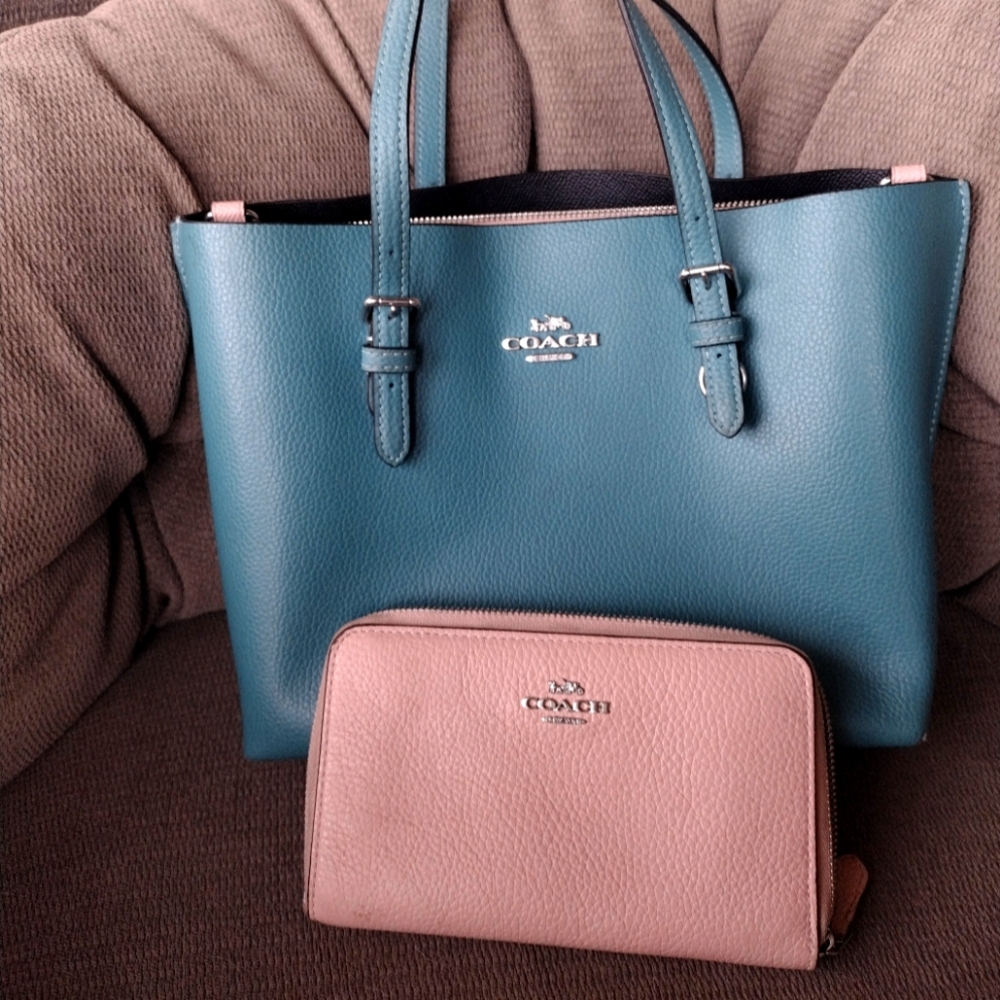 Coach Molly Tote C4084 Mollie Teal Green/Pink